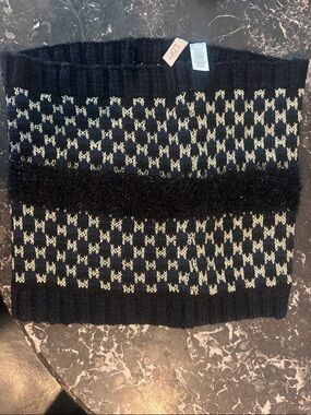 LOFT Black and Cream Houndstooth Knit Tube Skirt